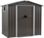 Vongrasig Outdoor Storage Shed, 6 x 4 FT Outside Metal Garden Shed with Large Window and Lockable Door, Waterproof Tool Shed for Backyard Patio, Lawn and Garden (Gray)