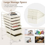 GOFLAME 6-Drawer Rolling Storage Cart, Multifunctional Art Supply Organizer Cart, Mobile Utility Storage Cart with Removable Drawers & Lockable Wheels, Craft Cart for Home Office, White