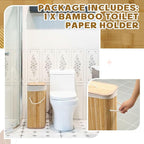 Leinuosen Bamboo Toilet Paper Storage Basket 8 Gallons Toilet Paper Organizer Holder with Lid Waterproof for Kitchen Bathroom Home(Beige,Regular)