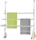 Over The Door Towel Rack, Over Door Towel Racks for Bathroom, Towel Rack with Hooks for Door Hanging, Towel Holder Over The Door Towel Bar 24Inch, Brushed Nickel