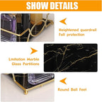 Vanity Tray Luxury Bathroom Counter Tray Glass Perfume Organizer Holder Cosmetics Makeup Skincare Display Decorative Vanity Trays for Bathroom Dresser Bedroom (Black Gold, L)