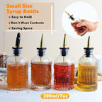 Syrup Dispenser Bottles Set, 4 Pack 7 OZ Bottles With Metal Pour Spout and Labels for Syrups, SC055 (4 Pack)