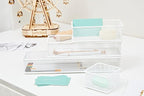 Annova Mesh Stackable Drawer Cabinet and Shelf Organizer Bins Storage Basket School Office Supply Holder Tray- Set of 2 (White, 3x6x2 Inch)