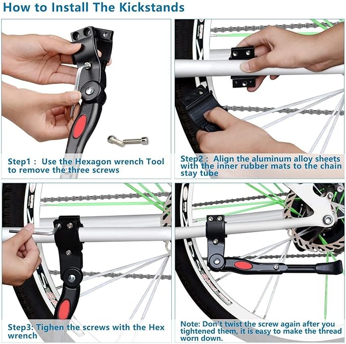 Adjustable Bicycle Kickstand, Bike Side Support Kick Stand for 22 24 26 Inch Mountain Bike and 700 Road Bike