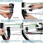 Adjustable Bicycle Kickstand, Bike Side Support Kick Stand for 22 24 26 Inch Mountain Bike and 700 Road Bike