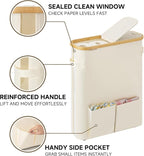 StorageWorks Toilet Paper Storage Baskets with Dual Flip Lids, Toilet Paper Organizer for Bathroom, Toilet Paper Container with Side Pocket, Holds 15 Mega or 20 Regular Rolls, Large, Beige