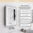 20X30 Inch Recessed Lighted Medicine Cabinet with Mirror, Adjustable 3-Color LED Mirrored Medicine Cabinet with Brightness Dimming, Defogger, Bathroom Mirror with Storage