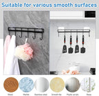 Wall Mounted Kitchen Utensil Rack, No Drilling Iron Hanging Hook for Kitchen Organization, Black, 12.4X2.95In