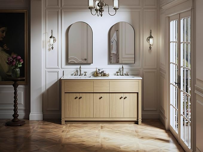 Kohler 36540-BNL Verdera® Medicine Cabinet Mirror, Arched Design, Left-Hinged, Mirrored Interior, Adjustable Shelves, Rustproof, 20 in. W x 34 in. H, Brushed Nickel