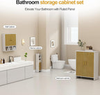 Bathroom Wall Cabinet,Wooden Medicine Cabinet with Fluted Doors Over The Toilet Storage Cabinet with Adjustable Shelf for Bathroom,White