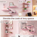 BAYKA Pink Floating Shelves for Wall – 15.7in Wood Wall Shelves for Bathroom, Bedroom, Living Room Decor Organize – Hanging Shelf for Books/Storage/Display with 22lbs Capacity(Set of 3)
