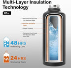 Insulated Water Bottle | Thickened Stainless Steel for Gym and Hiking with Straw, Carrier Bag, Handle Strap | BPA-Free 87 oz
