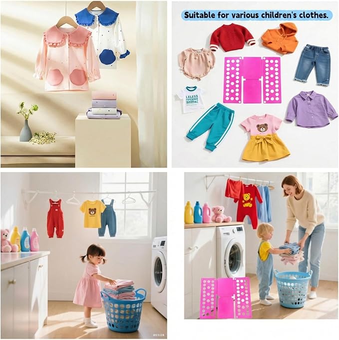 For Kids Ages 1–7 (Up to 48″/120cm) – Mini Kids Clothes Folding Board, Shirt Folder, Compact Laundry Organizer for Small Sizes, Portable Clothes Folder (Grey)