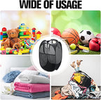 AQQA 9 Pcs Mesh Popup Laundry Hamper Set, Black/White/Blue, Durable Handles, Foldable, Sturdy Mesh Construction, Ideal for Kids, Teens, Adults, College Dorm, Camping, Hotel, Travel (Pack of 2)