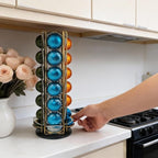 Miuly Coffee Capsule Holder For Nespresso Vertuoline, Coffee Capsule Stands Rotating Pod Rack holds for Nespresso Vertuo Pods (Gold, 28 Pods)