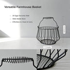 Wire Egg Basket for Gathering Fresh Eggs 24 Capacity Vintage Chicken Coop Basket with Handle for Farmhouse Kitchen Countertop and Rustic Easter Egg Display