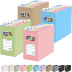 Oterri Cardboard File Organizer Box for Hanging File Folders Letter Size,File Box for Computer Desk,File Cabinet,Working Home,Office,Classroom (Mixed Colors, Letter Size - 4 Packs)