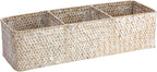Hipiwe Handwoven Seagrass Storage Basket 3 Sections Toilet Tank Paper Basket Wicker Shelf Basket for Pantry Kitchen Living Room Home Decor, Whitewash