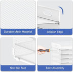 7 Tier Paper Organizer - Mesh Desktop File Holder with Handles for Office School Desk, Black (White)