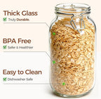 ComSaf Large Glass Jars with Airtight Lid Half Gallon, 64 OZ Mason Jars Set of 3, Glass Canisters with Airtight Lids, 0.5 Gallon Canning Jar with Seal Wire Clip Fastening for Kitchen, Pickle