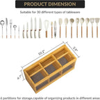 Garvee 10 in Bamboo Utensil Holder for Countertop, Kitchen Cooking Utensil Organizer with 6 Compartments & Diatomaceous Earth Drying Mat, Wood Silverware Caddy for Party Home, Natural