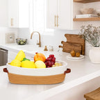 Bathroom Countertop Organizer Basket, Cotton Rope Woven Storage Basket Toilet Paper Decorative Basket for Bathroom, Bedroom, Living Room, Entryway 13"x6.3"x4.3" (Off White/Jute)