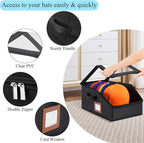 2 Pack Hat Storage for Baseball Caps-Holds Up to 28 Caps, Hat Organizer for Closet Stackable Hat Box with Cardboard, Dust-proof Beanie organizer with 2 Handles for Home Travel (Black, 2Pack-Small)