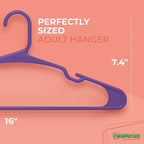 NEATERIZE Clothes Hangers Plastic 20 Pack For Adults - Plastic Hangers, The Perfect Coat Hanger and Space Saving Clothes Hangers for Closet, Percheros Ganchos para Colgar Ropa Hangars - Purple Hangers