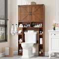 Vabches Over The Toilet Storage Cabinet, Farmhouse Storage Cabinet Over Toilet with 2 Barn Doors ，Toilet Paper Holder Stand，Home Space-Saving Toilet Rack, for Laundry, Restroom, Bathroom.Caramel.