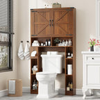 Vabches Over The Toilet Storage Cabinet, Farmhouse Storage Cabinet Over Toilet with 2 Barn Doors ，Toilet Paper Holder Stand，Home Space-Saving Toilet Rack, for Laundry, Restroom, Bathroom.Caramel.