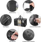 BALEINE 6-Pack Oversized Moving Bags with Reinforced Handles, Heavy-Duty Storage Tote Moving Supplies for Packaging, Camping (Black w/Window, 6-Pack)