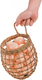 Elsjoy Set of 2 Hanging Onion Basket, Wall Mount Small Wicker Baskets for Food Storage, Woven Rattan Basket for Kitchen, Pantry, Home Decor