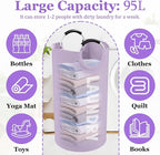 2Pack 95L Purple Collapsible Laundry Basket for Students, Large Laundry Hamper with Handles, Portable Dirty Clothes Hamper, 600D Oxford Fabric Storgae Basket for Bathroom, Dorm