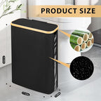 Odonata Large Toilet Paper Storage Basket with Lid, Slim Toilet Paper Organizer, Hold up to 20 Regular Rolls or 15 Mega Rolls. (Black, 49L)