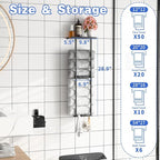 2-Tier Wall-Mounted Towel Rack with Hooks & Shelf, Black Metal Towel Holder for Small Bathrooms (Standard Version)