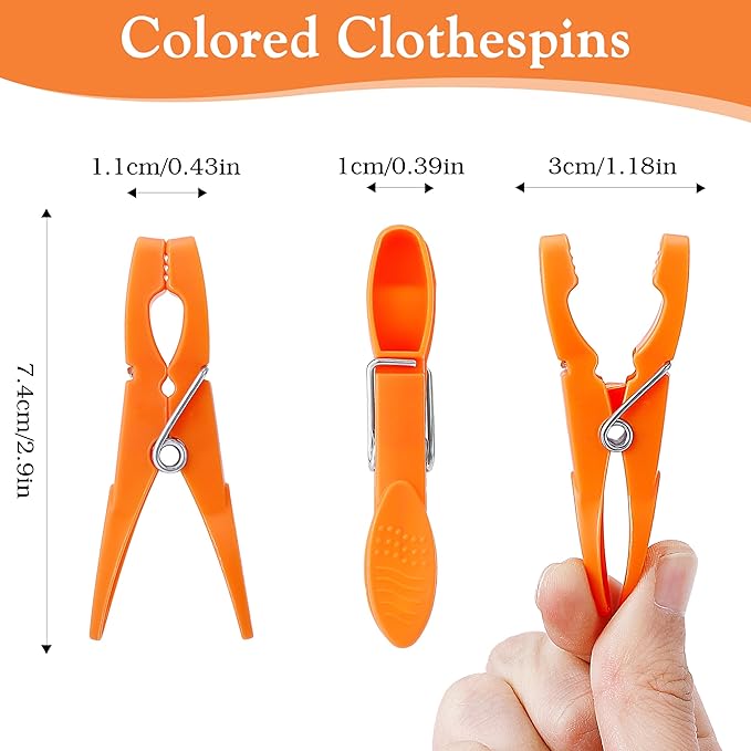 Senbowe 48 Pack Colorful Plastic Clothespins,Heavy Duty Clothes Pins Clips with Springs,Non-Slip Clips for Hanging Clothes,Towels,Crafts,Picture Clips Food Package Clips,Air-Drying Clothing Pin Set