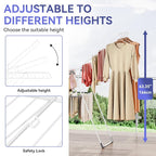 APEXCHASER Clothes Drying Rack, Foldable Oversized Drying Rack Clothing with L-Shaped Foot Cover, Height-Adjustable, Multi-Bar Laundry Rack, Indoor Outdoor Use, 20.47"D x 70"W x 42.52"H, Pearl White
