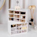 Feadily 4PCS Small Drawer Organizer for Desk, Desktop Drawer Organizer with 9 Clear Drawers, Plastic Desktop Storage Drawers 7.1 Inch x 3 .9 Inch x 4.7 Inch, White