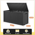 82 Gallon Outdoor Storage Box, Resin Deck Boxes Outdoor Waterproof For Patio Furniture, Garden Tools, Pool Supplies, Lockable And UV Resistant (Striped Black)