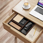 Desk Drawer Organizer Tray With Removable Magnetic Wooden Strip,Freely Adjustable Space,Made of Aluminum and Walnut,Valet Tray for Mens,Desk Accessories for Office/Home/Nightstand