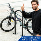 (1 Loop -2 Bike Capacity) Yariwiz Ground Bike Rack U Shaped Flange Mount Commercial Bike Rack for Outdoor, Stores, Parks and Schools, Steel Construction, Black Powder Coat Finish