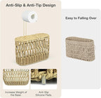 Toilet Paper Storage Basket with Lid Wicker Toilet Paper Holder for Up to 6 Mega Rolls Natural Hand Woven Rattan Toilet Paper Roll Storage Holder for Bathroom Basket Organizer