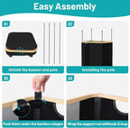 BlissTotes Laundry Basket Laundry Hamper with Lid, Collapsible Laundry Hampers, Laundry Bin, Clothes Hamper Basket with Internal Support & Wheels & Handles for Bathroom, Bedroom (100L, Black)