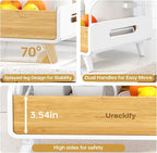 2-Tier Dish Drying Rack, Large Stainless Steel & Bamboo Dish Rack for Kitchen Counter, Dish Drainers with Adjustable Automatic Spout, Drying Rack Kitchen with Utensil Holder, White