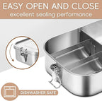 GOLDEN KEY 47QZ Stainless Steel Bento Box with 5 Compartments,1400ml Large & Thickened Metal Lunch Box for Kids or Adults,Eco-friendly Leak-Proof Container with Lockable Clips