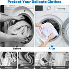 3 PCS Durable Honeycomb Mesh Laundry Bags for Delicates with Zipper, Reusable Laundry Bag Mesh Wash Bags for Washing Machine for Clothes, Shoes, Socks, Underwear, Bra (M + L + XL, White)