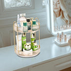 360 Rotating Makeup Organizer - Large Capacity Spinning Perfume & Cosmetic Skincare Holder for Vanity & Countertop (Vibrant Orange, 2 Tier)