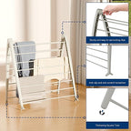 Whitmor Spacemaker Folding Drying Rack, Indoor Clothes Organizer with Patent-Pending Design, Space Saving, 6" L x 26" W x 51.5" H, Beige