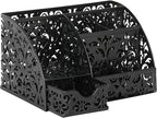 EasyPAG Desk Organizer and Pen Holder for Desk, Mesh Office Supplies Storage Caddy with Drawer for Small Space, Desktop Organizer for Home Office, Black