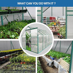Polycarbonate Greenhouse with Rain Gutter and Roof Vent, Raised Base and Anchor Aluminum Heavy Duty Walk-in Green House, Outdoor Patio Sunroom with Sliding Door (Green, 146.06*74.8*76.77in)